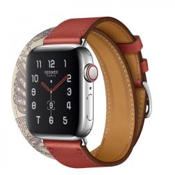 Apple Watch Hermes Series 5, 40mm Stainless Steel Case with Brique Beton Swift Leather Double Tour