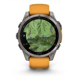 Часы Garmin Fenix 8 47mm Amoled Sapphire Titanium, светло-серый, оранжевый силиконовый ремешок ( 010-02904-11)