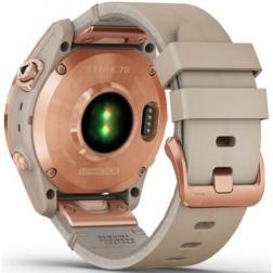 Garmin Fenix 7s Sapphire Solar Rose Gold Titanium / Limestone Leather Band