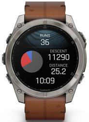 Умные часы Garmin Fenix 8 51 мм AMOLED Sapphire Titanium, with chestnut leather band plus graphite silicone band (010-02905-40)