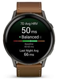 Умные часы Garmin Venu 4 45mm Slate with Black Silicone Band and Brown Leather Band (010-03014-03)