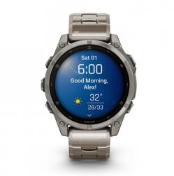 Часы Garmin Fenix 8 47mm Amoled Sapphire Titanium, светло-серый, титановый ремешок (010-02904-40)