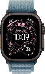 Apple Watch Ultra 3 (2025) 49mm Black Titanium Case with Light Blue Alpine Loop Medium