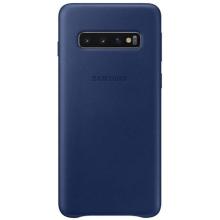 Кожаный чехол Leather Cover Samsung S10 черный темно-синий