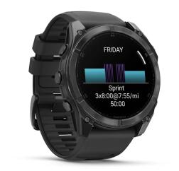Умные часы Garmin Fenix 8 51 мм AMOLED, серый, черный силиконовый ремешок (010-02905-00)