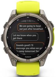 Умные часы Garmin Fenix 8 47mm Solar, Sapphire, титановый серый с желтым ремешком (010-02906-21)